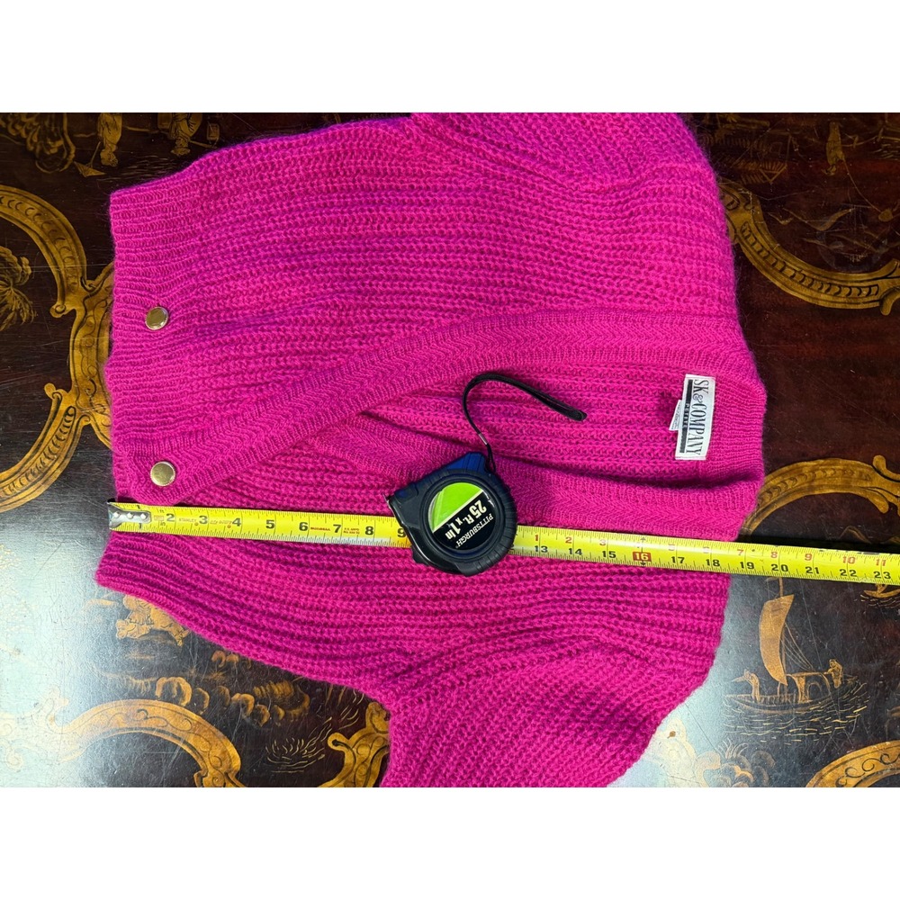 Vintage SK & Company Petite Mohair Wool Wrap Cardigan Hot Pink 80s Barbiecore S - Picture 9 of 12